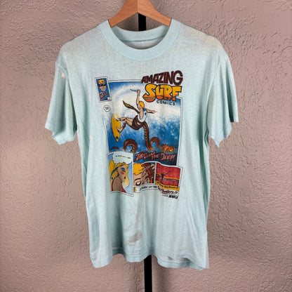 Vintage 80s Amazing Surf Comics Wave Warrior Small Tee