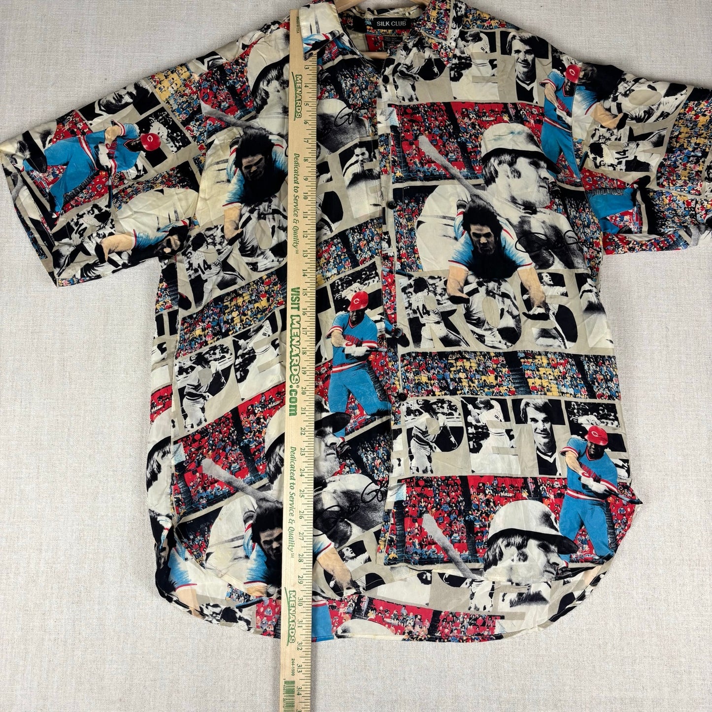 Pete Rose Silk Club MLB Hawaiian Style AOP Medium Shirt