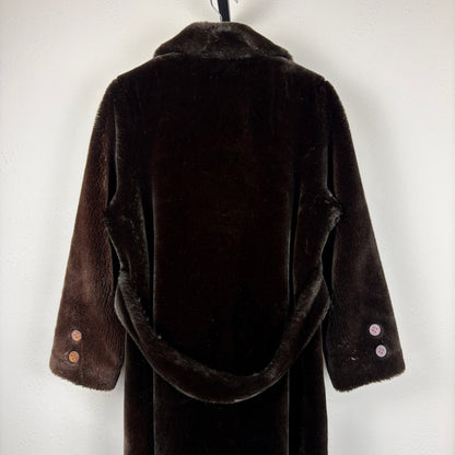Vintage Borgana Faux Fur Double Breasted Dark Brown Coat