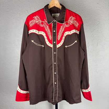 Rare Scully Misprint Upside Down Tag Chain Stitch Western Cowboy Large Button Up