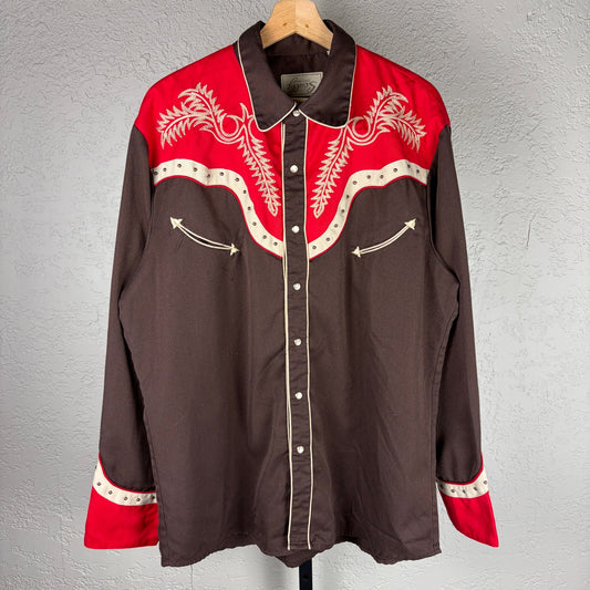 Rare Scully Misprint Upside Down Tag Chain Stitch Western Cowboy Large Button Up