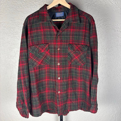 Pendleton Vintage 1962 Wool Red Plaid Large Button Down Flannel