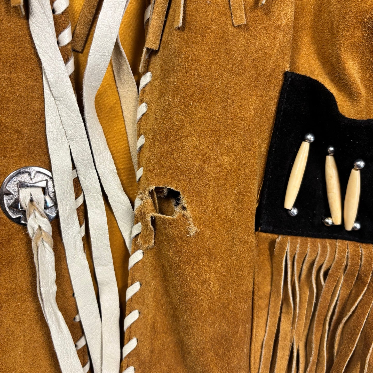 Tansmith 3B West Suede Leather Fringe Native American Style Beaded Small Jacket