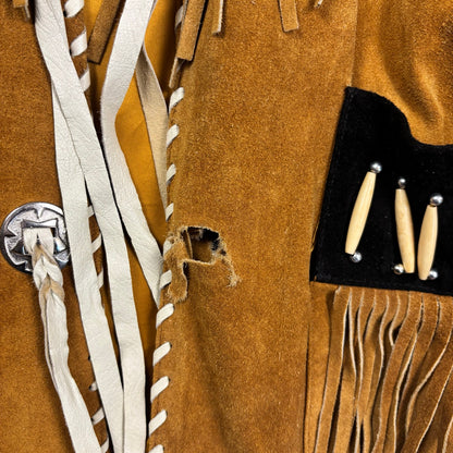 Tansmith 3B West Suede Leather Fringe Native American Style Beaded Small Jacket