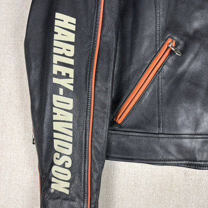 Harley Davidson Spellout Leather Jacket Womens Large