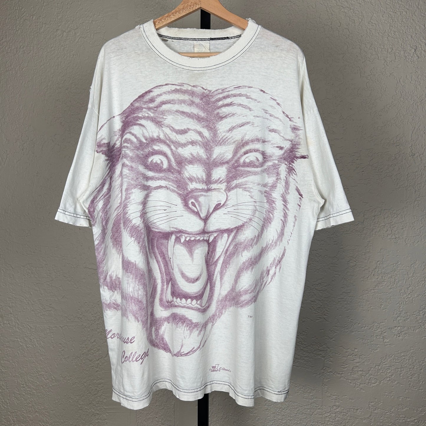 Vintage Morehouse College HBCU Maroon Tiger AOP Distressed Crazy XXL Tee