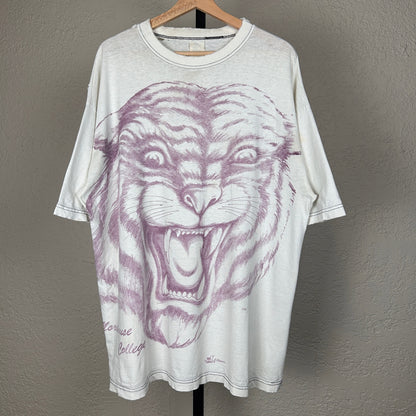 Vintage Morehouse College HBCU Maroon Tiger AOP Distressed Crazy XXL Tee