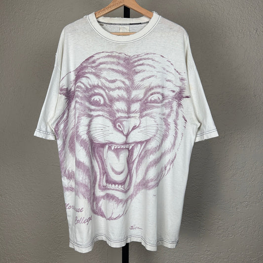 Vintage Morehouse College HBCU Maroon Tiger AOP Distressed Crazy XXL Tee