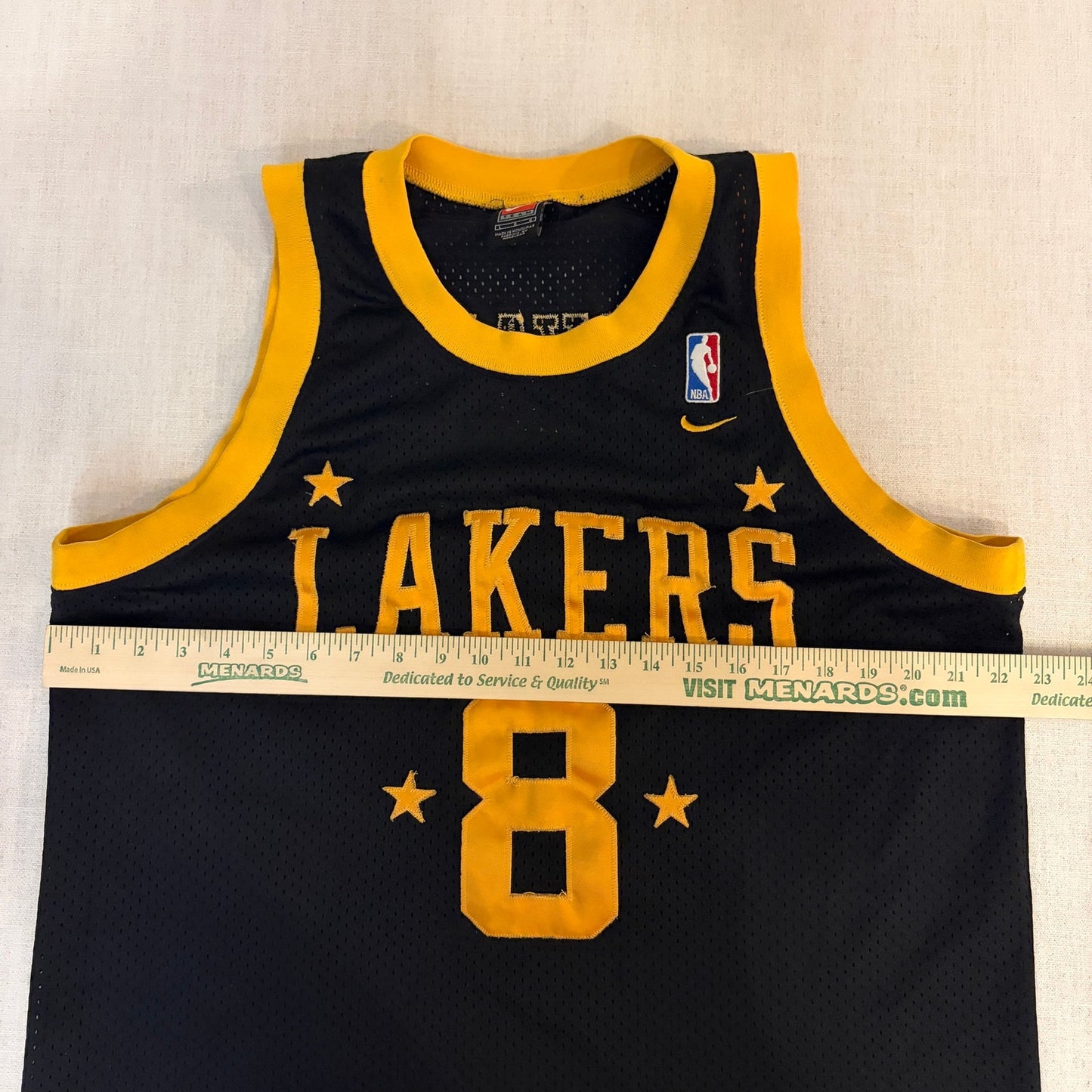 Vintage Nike Kobe Bryant Lakers #8 NBA Jersey Large Length +2 Swingman BLK/GLD