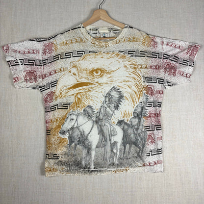 Vintage Native American Western Eagle AOP XL Nature Tee