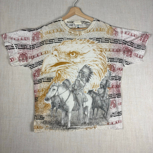 Vintage Native American Western Eagle AOP XL Nature Tee