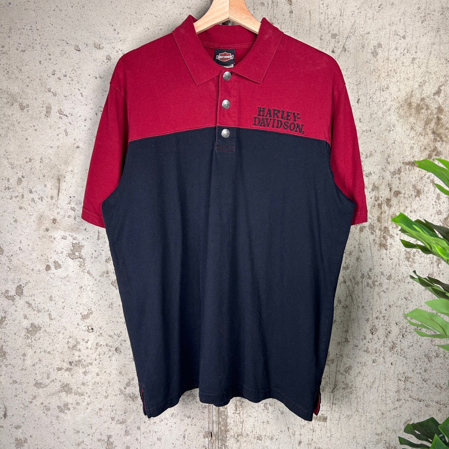 Harley Davidson Y2K Skull Button Large Collared Shirt