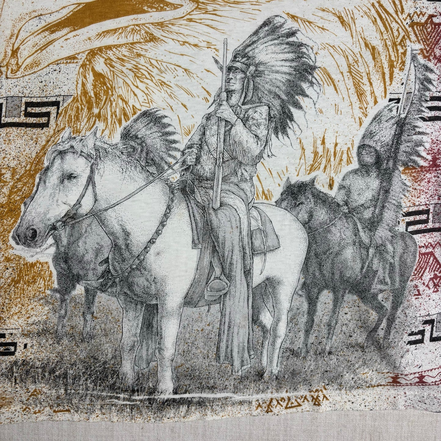 Vintage Native American Western Eagle AOP XL Nature Tee