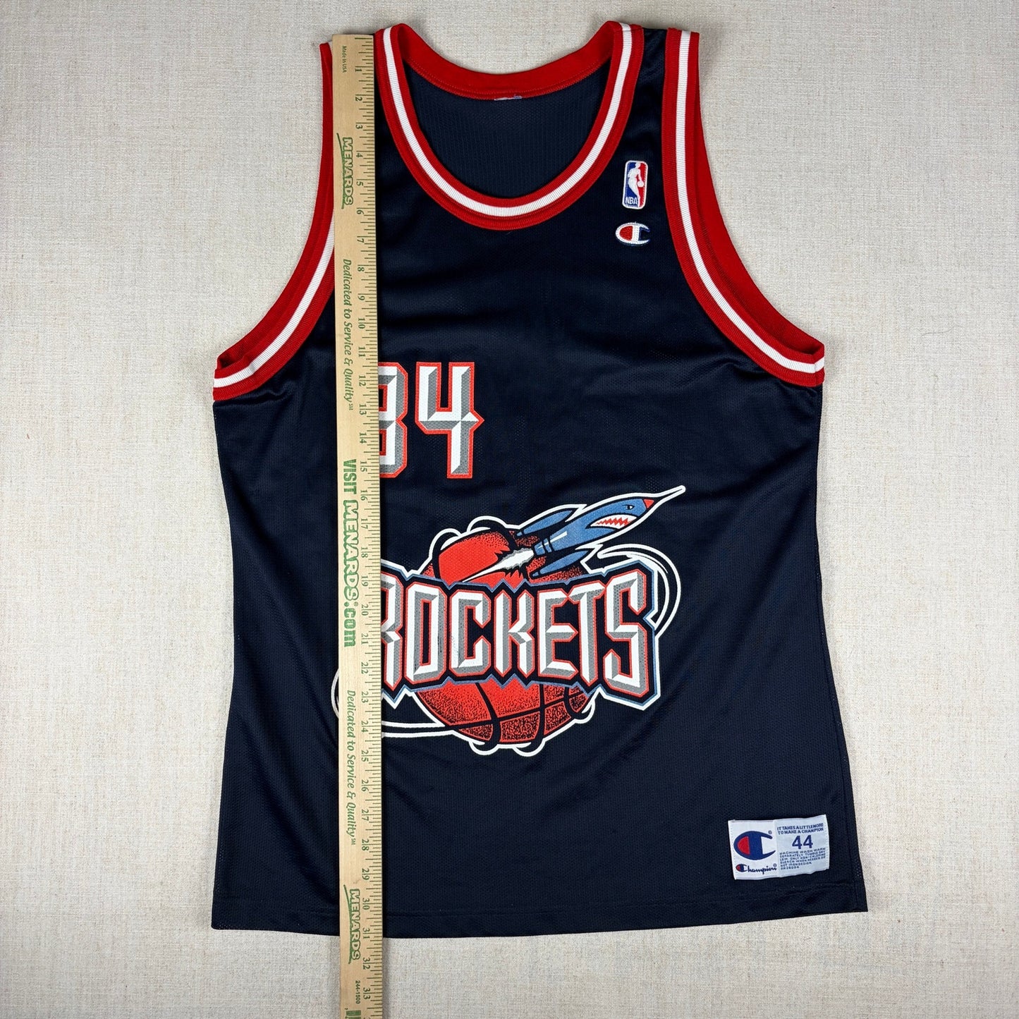 Vintage Champion Hakeem Olajuwon Houston Rockets Sz 44 NBA Jersey
