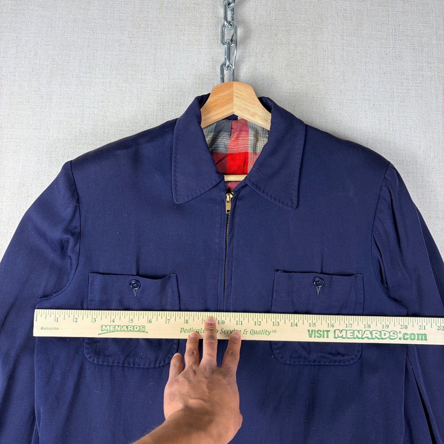Vintage 1950s Ricky Gabardine Rayon Jacket Rockabilly Plaid Desmonds Medium