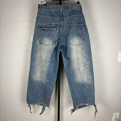 Vokal Classics Y2K Embroidered Baggy Sz 36 Skater Distressed Jeans