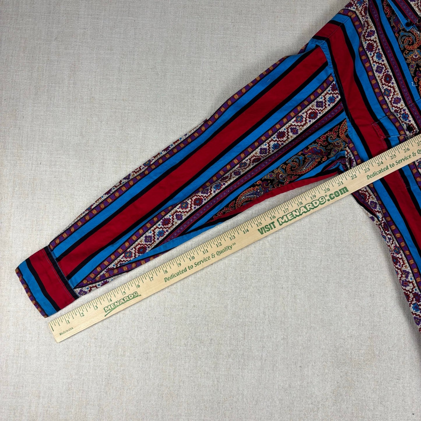 Vintage Wrangler Paisley Aztec Brushpopper Psychedelic Cowboy Cut Sz 15 1/2-35