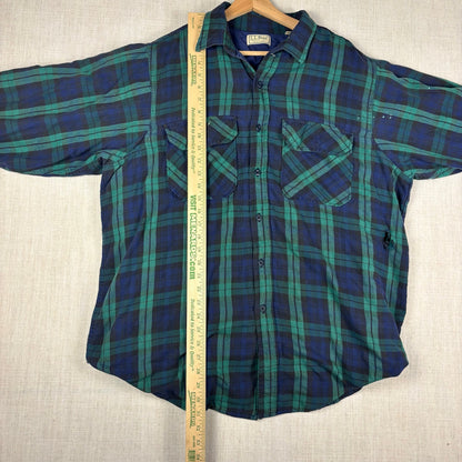 Vintage LL Bean Green Plaid Thinsulate Quilted Distressed Flannel XXL Jacket