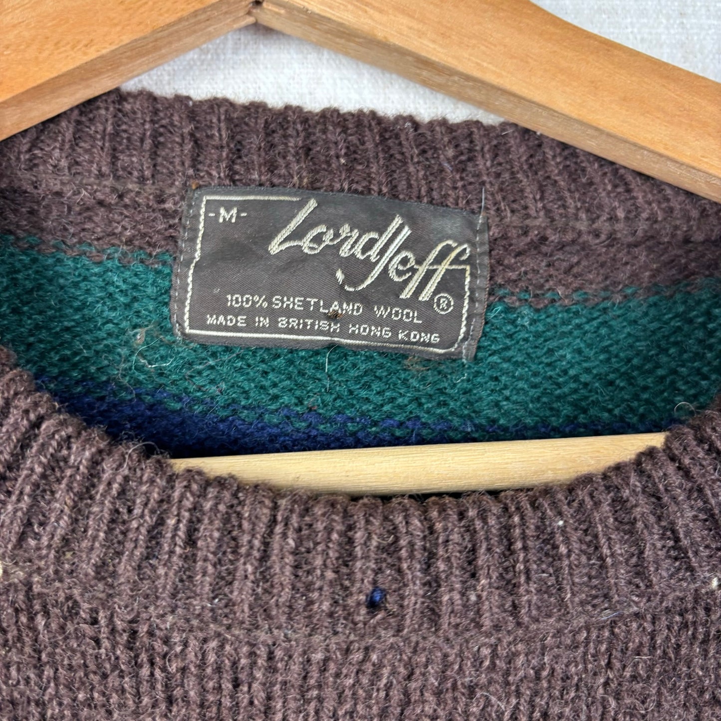 Vintage Lord Jeff Shetland Wool Striped Knit Medium Sweater