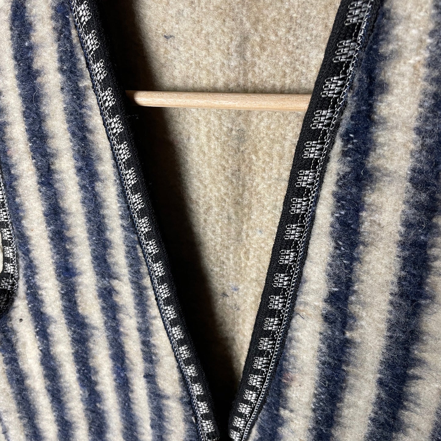 Vintage French Military Militaires Equipment Striped Wool Liner Vest Fits Medium