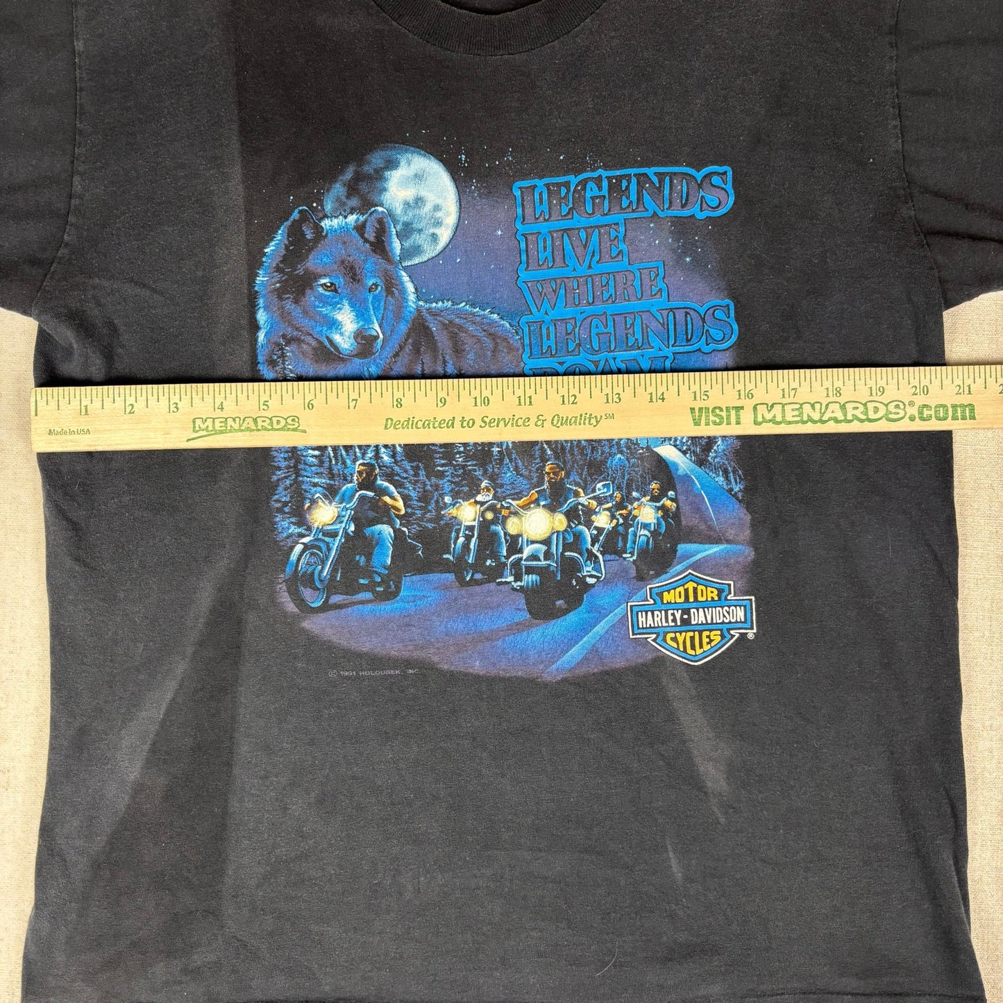 Vintage Harley Davidson Legends Roam Faded Wolf Nature Tee 1991 Large