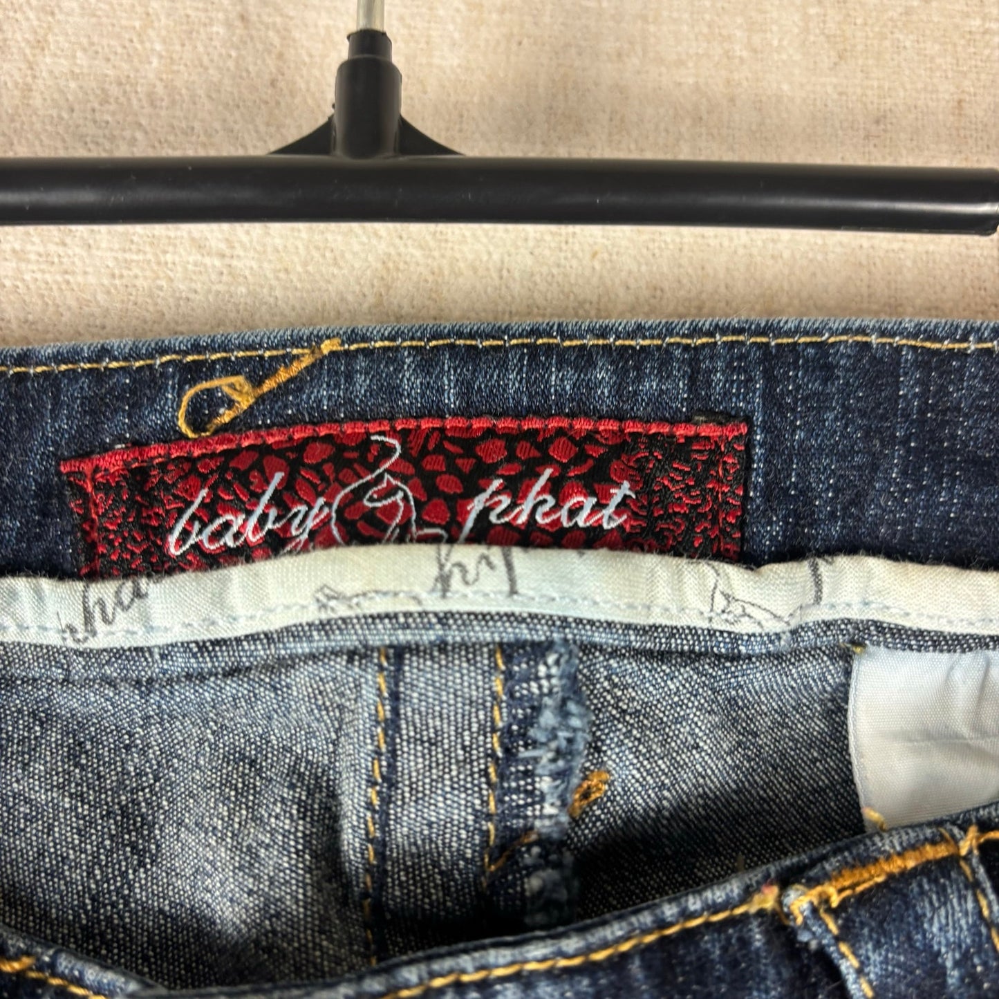 Baby Phat Y2K Flared Embroidered Big Cat Dark Wash Sz 9 Jeans