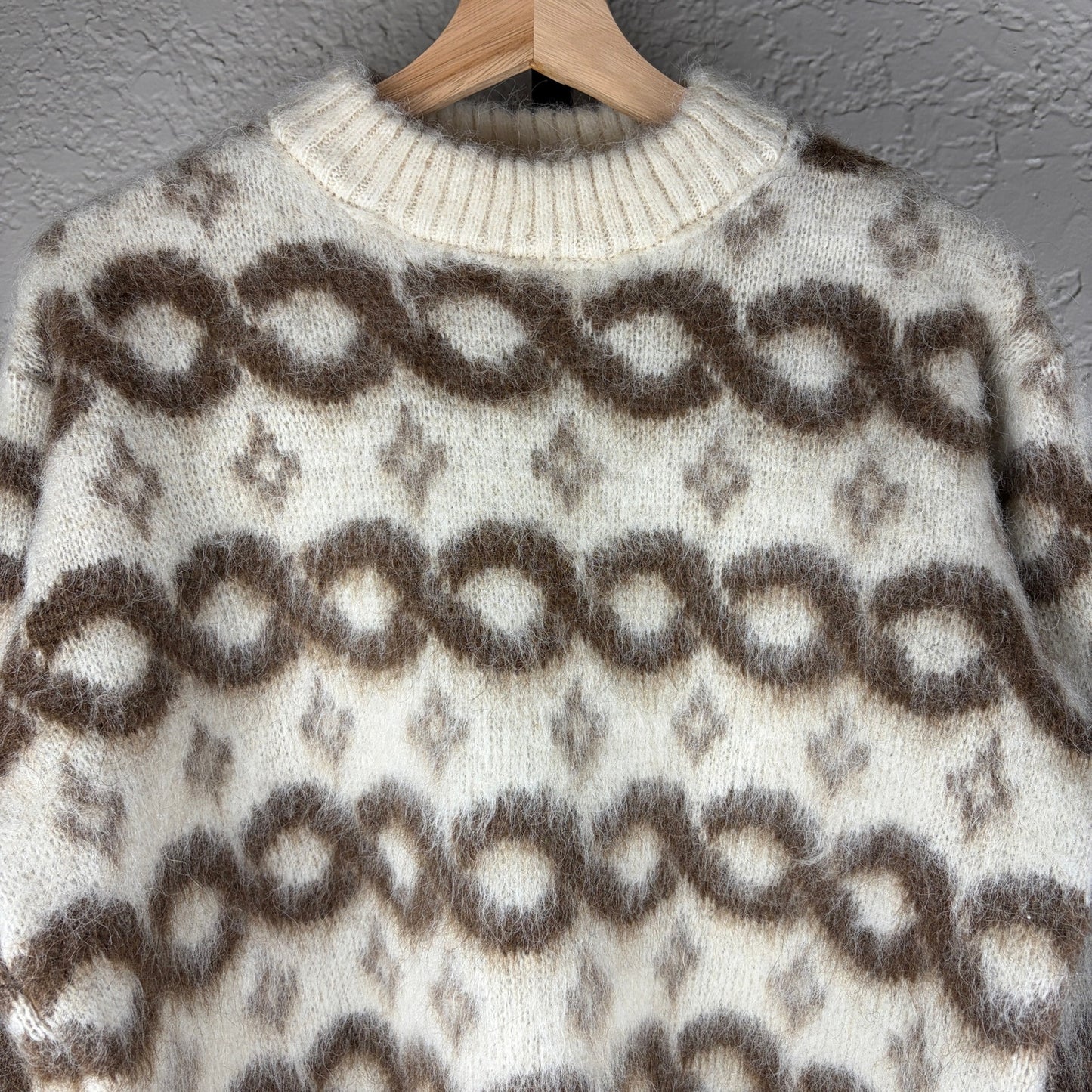 Vintage 1960s Baggy Shag Lord Jeff Icelandic Wool Fair Isle Mohair Large Sweater