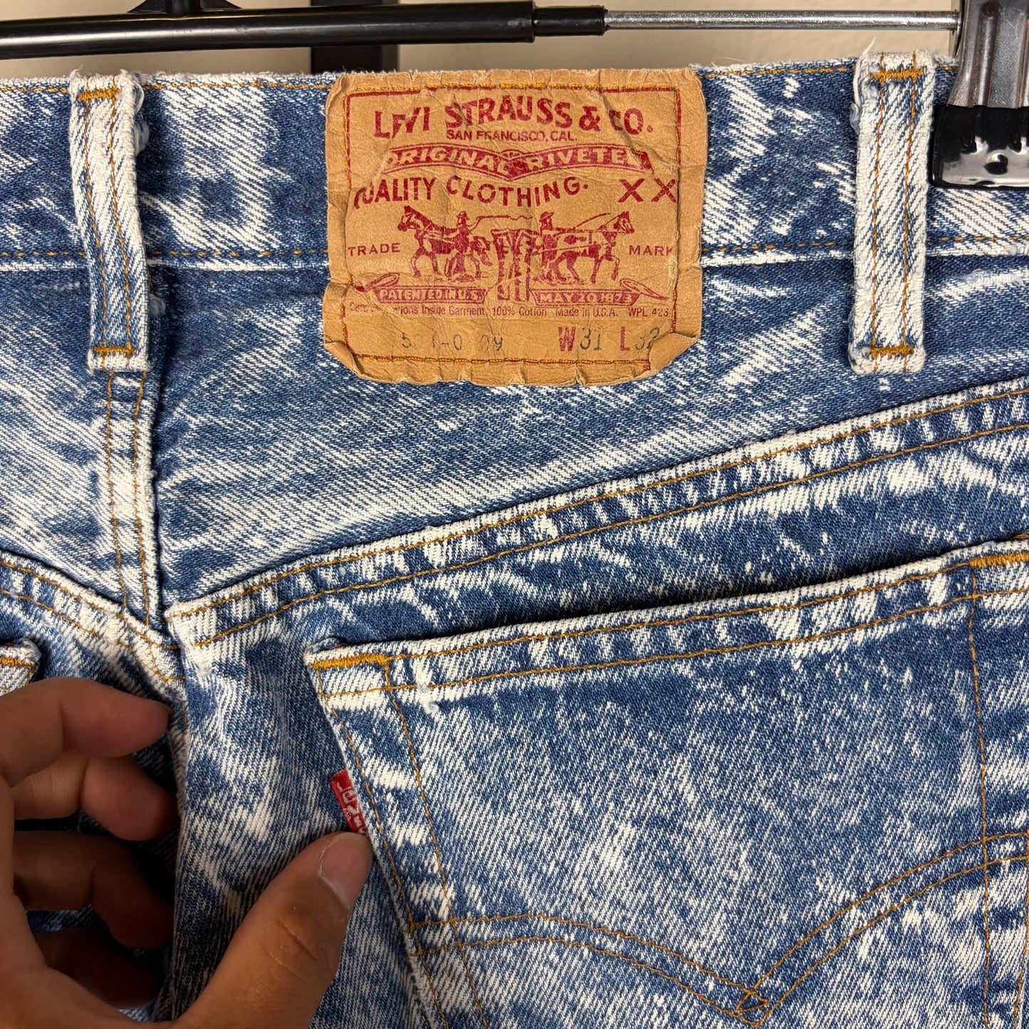 Vintage Levis 501 XX 80s Acid Wash Button Fly 29x30.5 USA Made Jeans