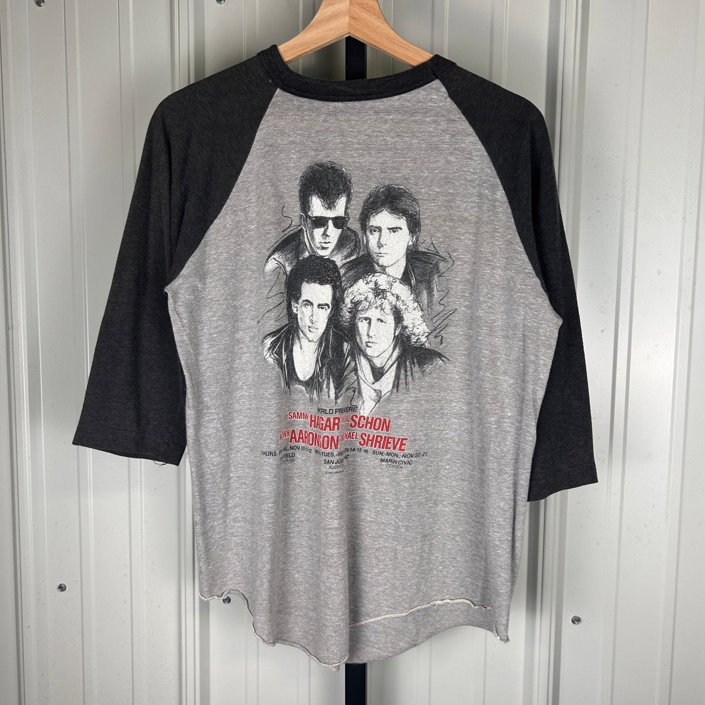 RARE 1983 HSAS Hagar Schon Aaronson Shrieve World Premiere Medium Raglan Shirt