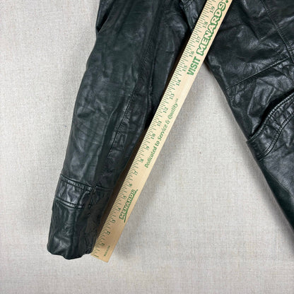 Vintage Martini Nappa Leather Fur Trim Dark Green Coat Sz 22