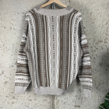 Vintage Coogi Style 3D Knit Medium Alan Stuart V Neck Sweater