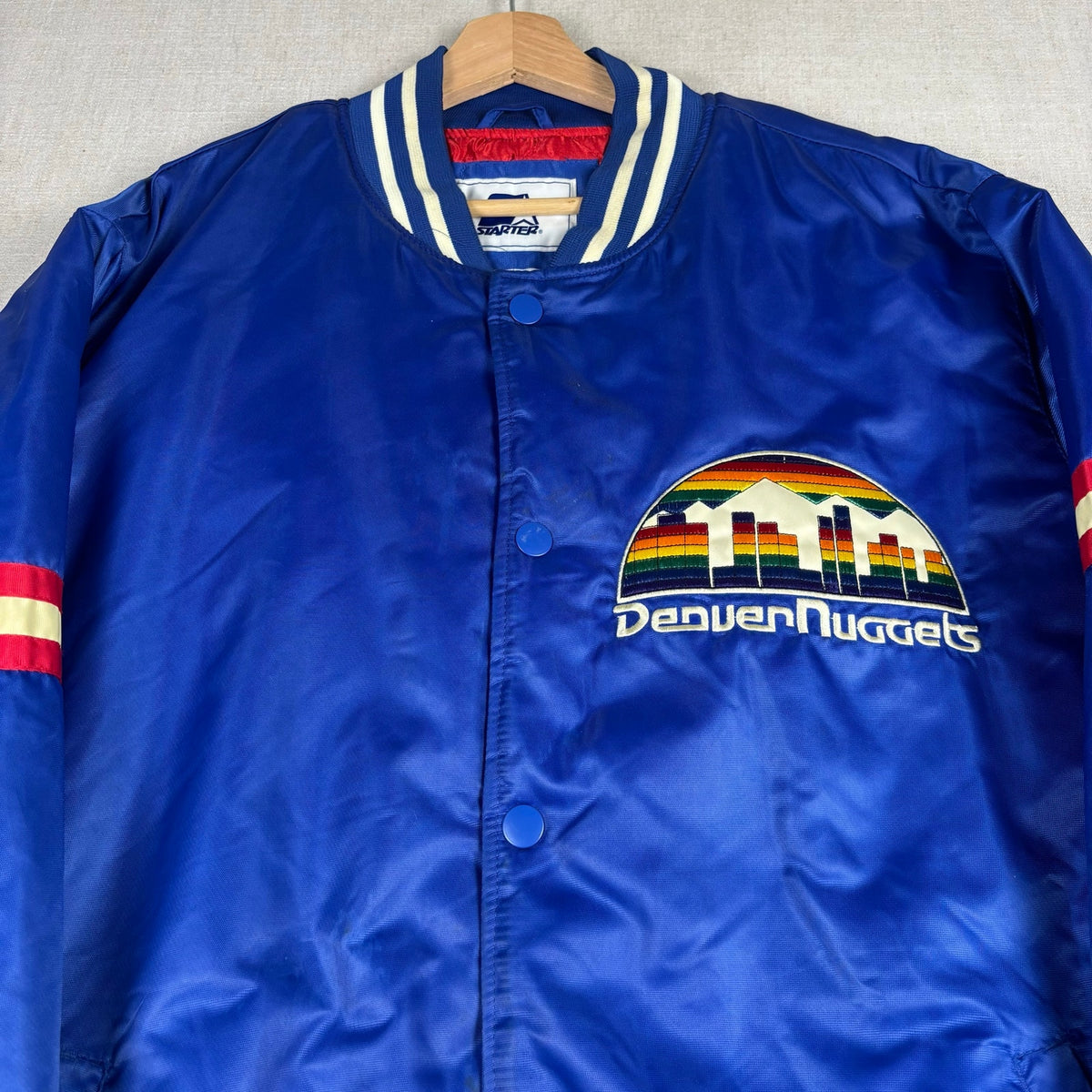 Vintage Denver Nuggets Starter Satin Embroidered NBA Bomber Jacket XXL